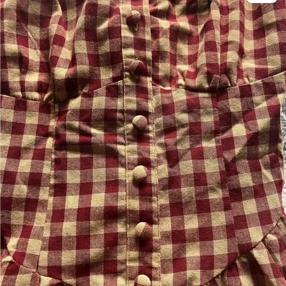 Drop waist smock Cider Red and White Sundress Sleeveless Midi - Picture 5 of 6